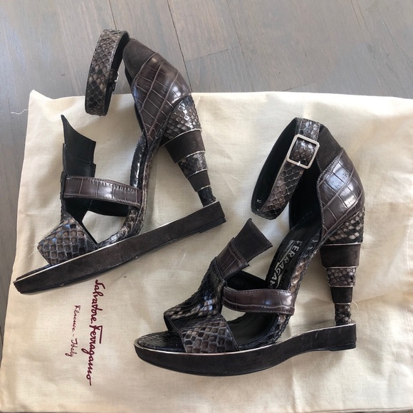 Ferragamo Lexus Python Platform Size 7 New - Picture 5 of 8